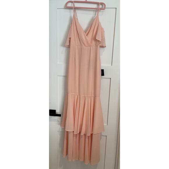 Lulus NWT Brilliant Perfection Blush Pink Tiered Maxi Formal Bridal Dress XS - Picture 1 of 6